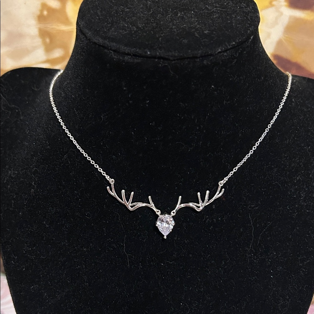 Elegant Silver Antler Necklace